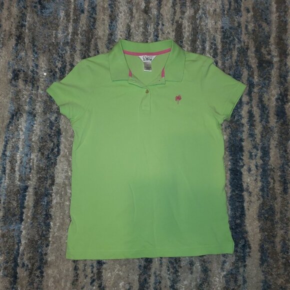 Lilly Pulitzer || Baby Fit Green Polo Top Shirt || Large || EUC - Picture 2 of 12